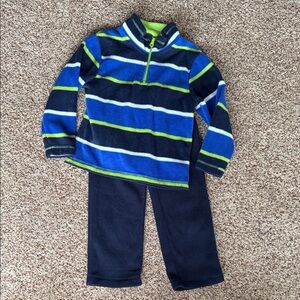 The Children’s PlaStriped Blue and Green Fleece Set